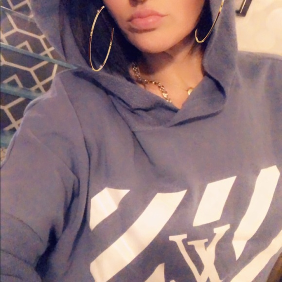 Denim Color Cropped Designer Inspire Hoodie - Picture 2 of 2